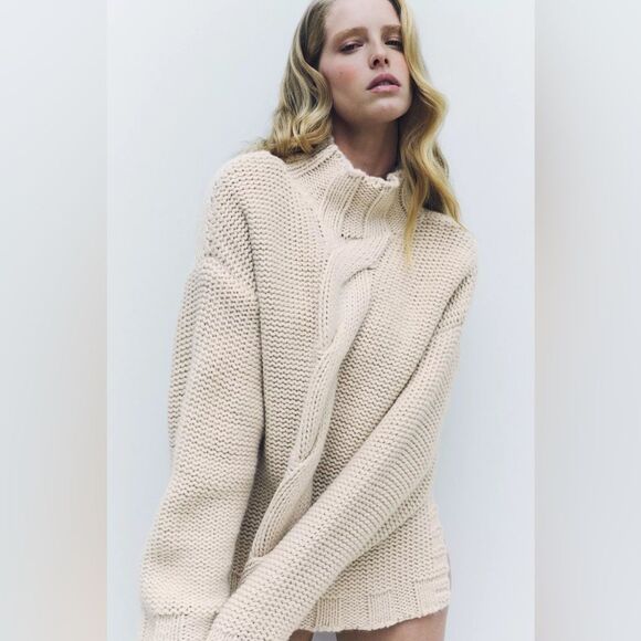 ZARA CABLE KNIT SWEATER CHUNKY - Picture 7 of 10